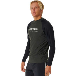 2024 Rip Curl Mens Shock UV Long Sleeve Rash Vest 146MRV - Black Marle